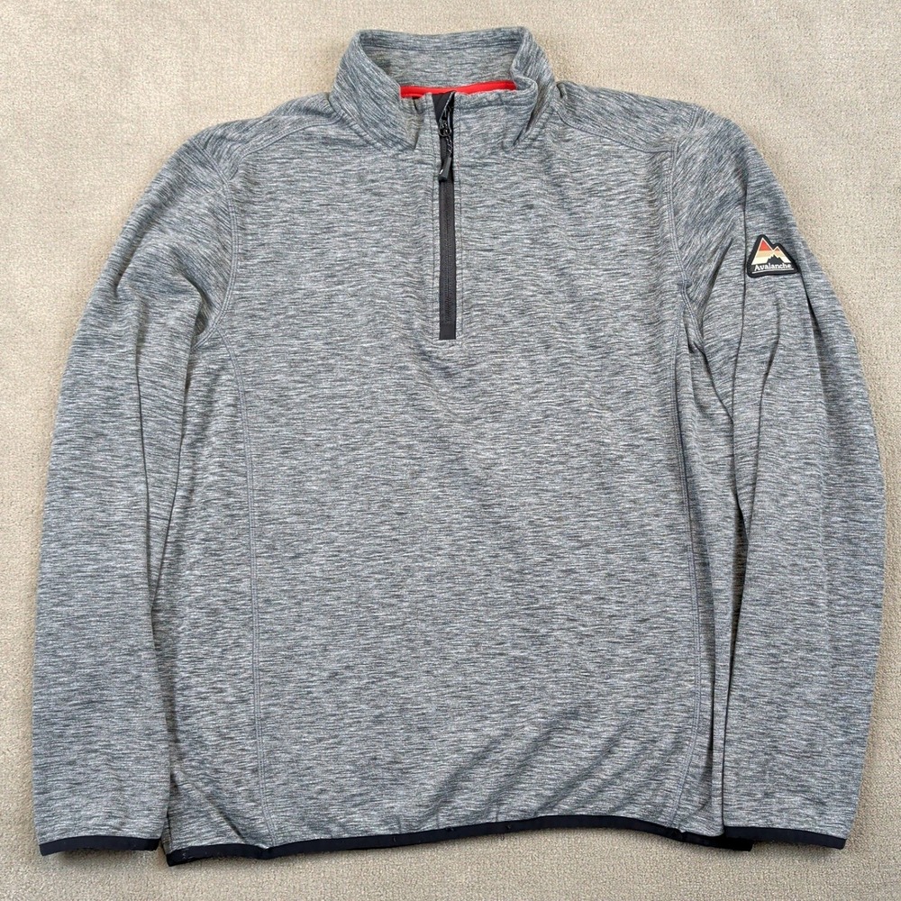 Avalanche Outdoor Supply Co Quarter Zip Pullover Mens Large Gray Space Dye Top